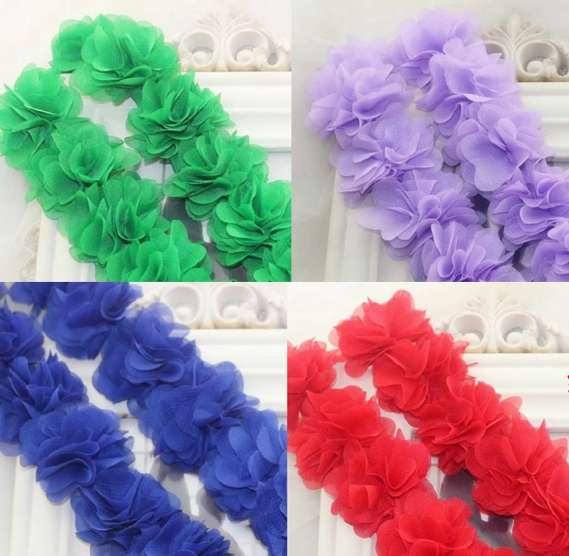 

3Yard 8 leaves Chiffon Three-Dimensional Flowers Decoration Handmade DIY Garment Accessories Applique Trimming Sewing Supplies