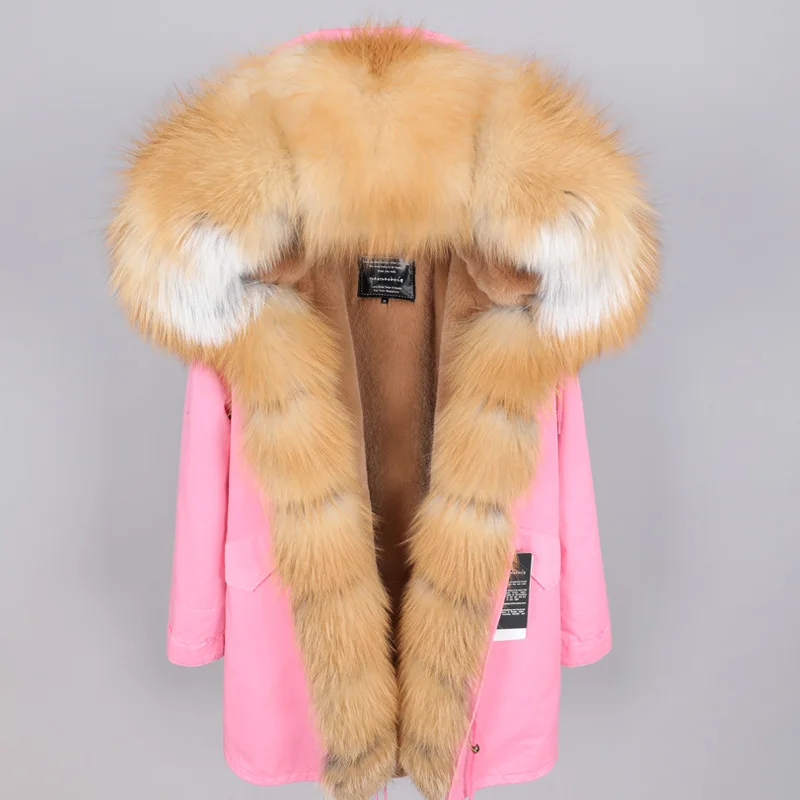 Maomaokong, зимняя теплая Женская одежда, тонкий воротник из лисьего меха, средняя и длинная секция, съемная толстая подкладка, пальто, зимнее пальто - Цвет: 25