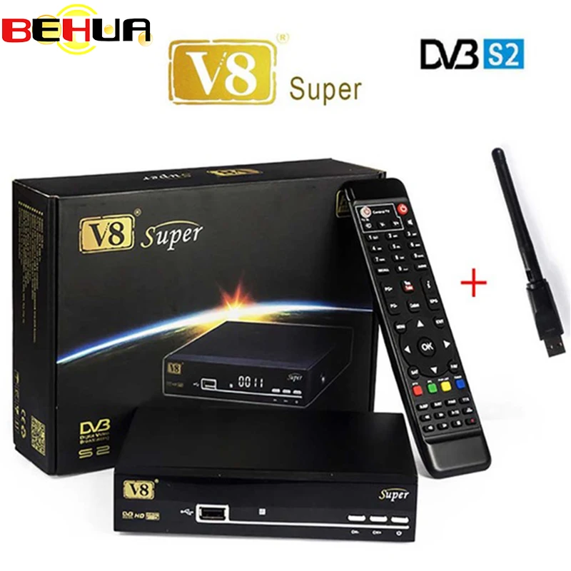 

2pcs/lot V8 Super decoder tv Receiver HD Satellite Receiver DVB-S2 tv Tuner openbox v8 Super Combo Support USB wifi set top box