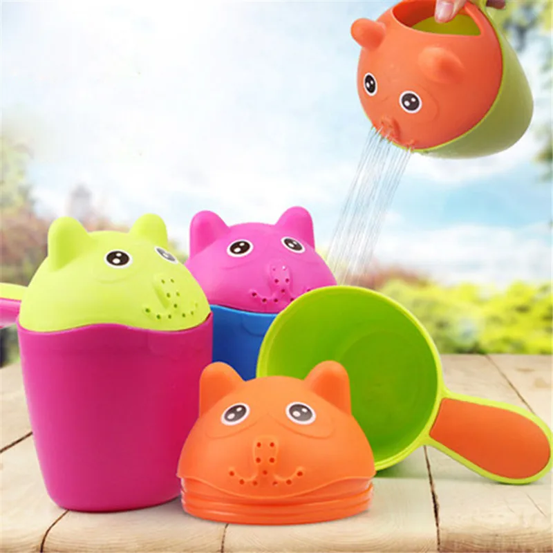 

Plastic Baby Kids Cute Cat Shampoo Cup Colorful Bath Shower Cup Baby Washing Head
