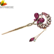 Женская Ретро Хрустальная бабочка цветок китайская заколка для волос