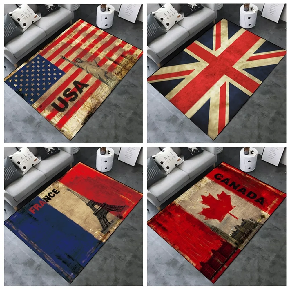 

Nostalgia British style Retro Mat Flag Carpet Pad Bedside Blanket Doormat Outdoor Prayer Parlor Home Floor Mat Anti-slip Rugs