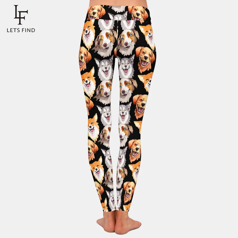 tiktok leggings amazon LETSFIND Hot Sale Leggings 3D Animals Dog Printing High Waist Women Plus Size Casual Black Leggings Hot Sale fabletics leggings