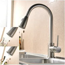 Матовый никель Clour вытащить кухонный спрей кран смесителя одно отверстие на бортике