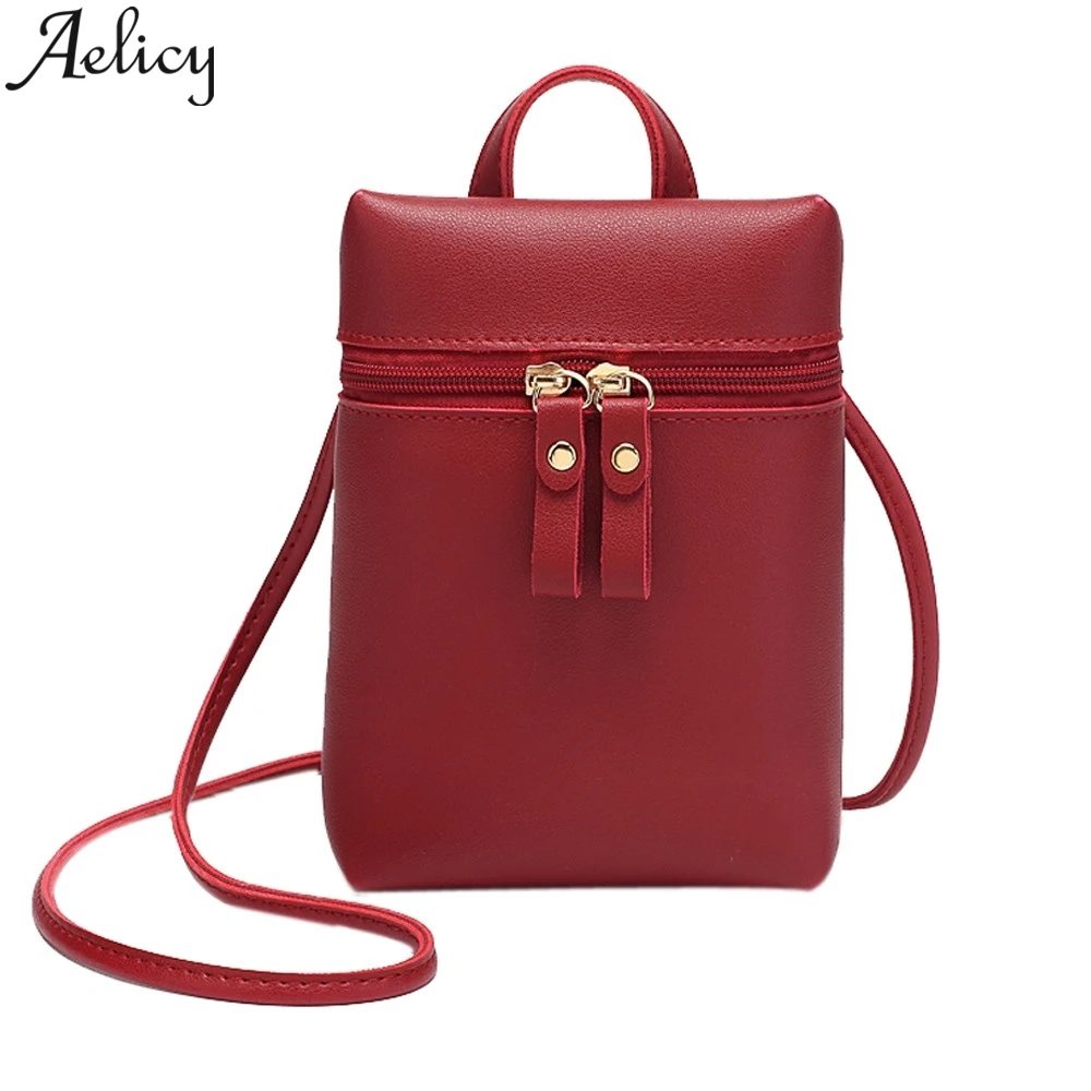 

Aelicy 2019 Fashion Solid Zipper Cover Shoulder Bag Ladies Handbag Messenger Bags Square Package Zipper Mobile Purse Bag