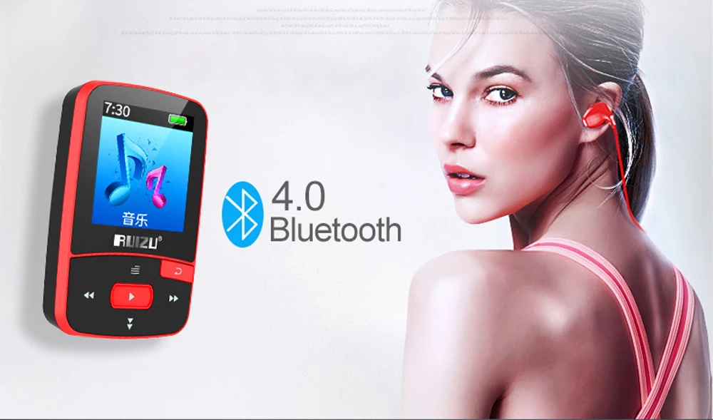 Новое поступление, Спортивный MP3 плеер RUIZU X50 с Bluetooth, 8 ГБ, мини-клип с поддержкой экрана, FM, запись, электронная книга, часы, шагомер