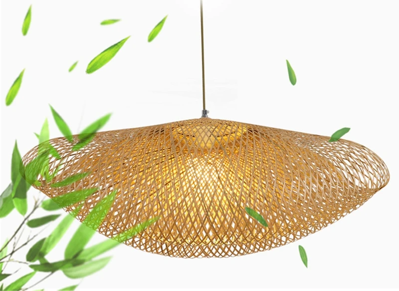 Novelty Retro Hand Knitted Bamboo Hanging Pendant Light Decoration for Hotel Restaurant Cafe Bar Dining Room Study Home Lighting (1)