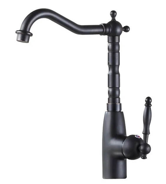 Kitchen & Bathroom Faucets Black Oil Rubbed Brass Kitchen Sink Faucet Hot And Cold Water Mixer Tap zsf071