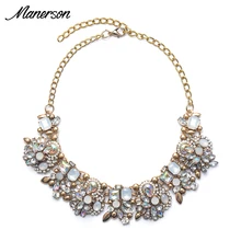 Moda AB Crystal Collares Colgantes Mujeres 2016 Granos Bijoux Femme Collier Collar de Gargantilla Declaración Babero de La Joyería de Boho Maxi Grande