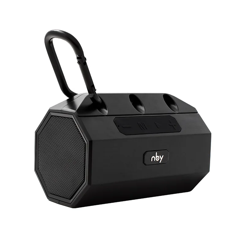NBY мини беспроводной Bluetooth динамик Портативный Водонепроницаемый Открытый громкий динамик Поддержка TF карты 3D стерео HiFi звуковые коробки fm-радио - Цвет: Black
