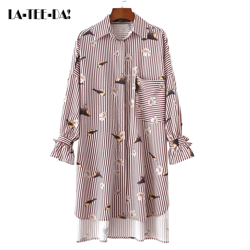 LaTeeDa 13 2017 New Print font b Blouses b font font b Women b font Striped