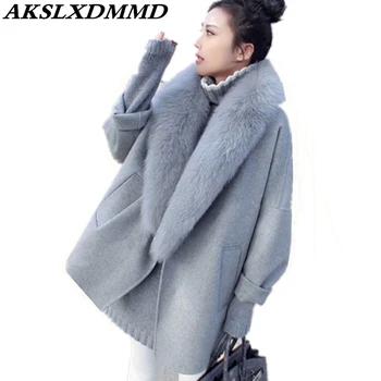 

2019 New Autumn Winter Women Woolen Coat Warm Loose Large Size Cashmere Women Coat Solid Fashion Mid-length Wool Jacket CW177