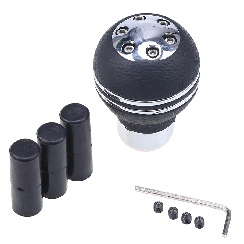POSSBAY Black Leather Aluminum MT Car Manual Gear Stick Shift Shifter
