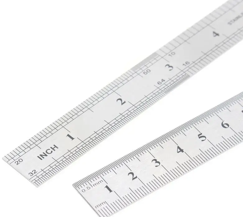 Обычно прибывает через 15-30 см двойной боковой Нержавеющая сталь прямая Линейка, измерительный инструмент для студенческие канцелярские принадлежности для шитья