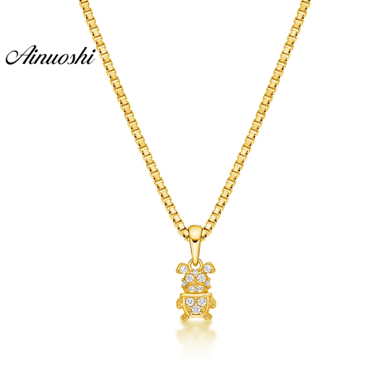 

AINUOSHI 10K Solid Yellow Gold Pendant Little Bull Pendant SONA Diamond Women Men Children Jewelry Cute Animal Separate Pendant