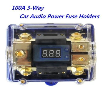 

Digital Power Audio fuse block -2X4GA Grounding Voltage Display Car Stereo Holder Box Distribution LED 1X0GA Useful