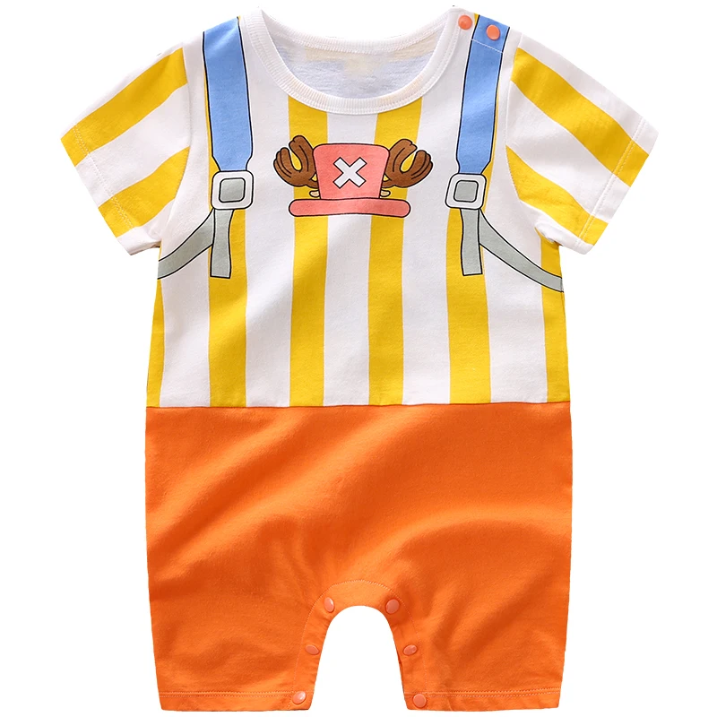 

YiErYing High Quality Baby Clothing Baby romper Cartoon One Piece Chopper Style Cotton Short Sleeve Baby Jumpsuits Baby Clothes