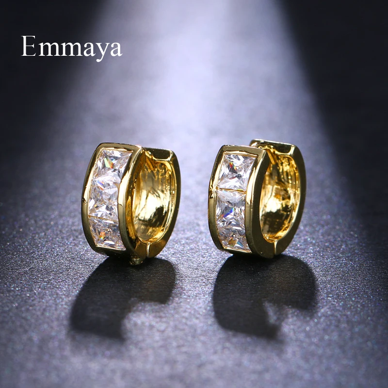 

EMMAYA New Simple Style Stud Earrings Gold Color Zircon Round Earrings For Women Girl Jewelry Gift Party