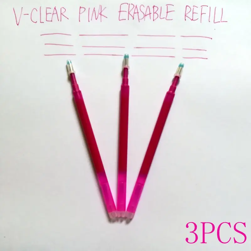 VCLEAR 0,7 мм стираемая гелевая ручка с ластиком прозрачная пластиковая трубка волшебная ручка Тепловая ручка с исчезающими чернилам школьная Ручка frixion канцелярские принадлежности - Цвет: 3 pcs Pink Refill