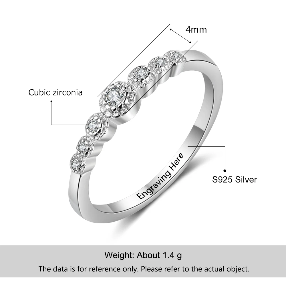 Классические кольца из стерлингового серебра 925 пробы с кубическим цирконием, персонализированные гравированные кольца для женщин, свадебные украшения(Lam Hub Fong