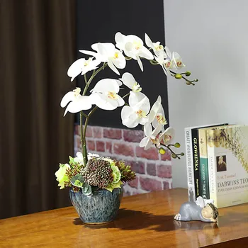 

Artificial Silk White Orchid Flowers Real Touch Plastic Butterfly Orchid Vase Fake Flower For Wedding Home Festival Decoration