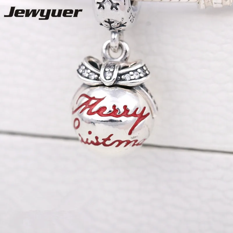 

Merry Christmas Bauble charms with Enamel 925 sterling silver fit bead bracelet diy for Christmas gift fine jewelry DA188