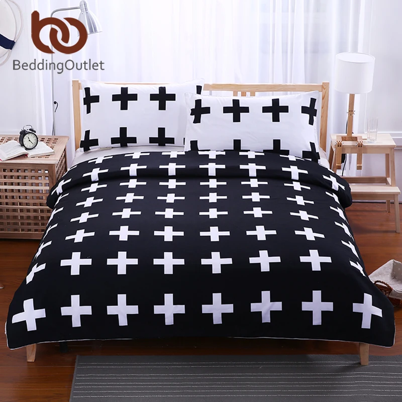 BeddingOutlet Schwarz Kreuz Home Bettwäsche Set Weiß Bettwäsche Super Weich Für Bett Schlafzimmer Twin Voll Königin König drap de leuchtet Kaufen