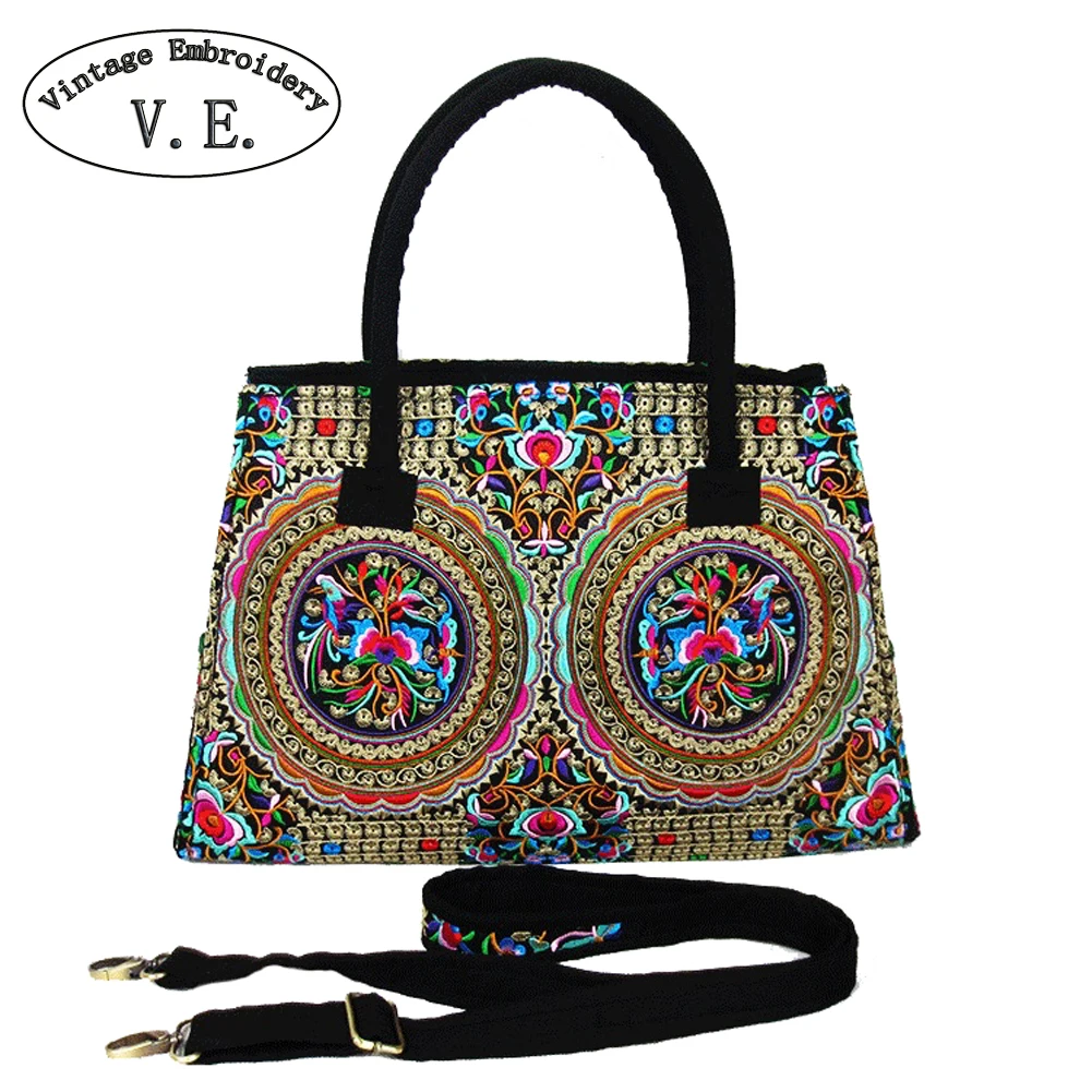

Vintage Embroidery Women's Ethnic Shoulder Bag Canvas Handbag Boho Mandala Messenger Bags For Travel Bolsa Feminina