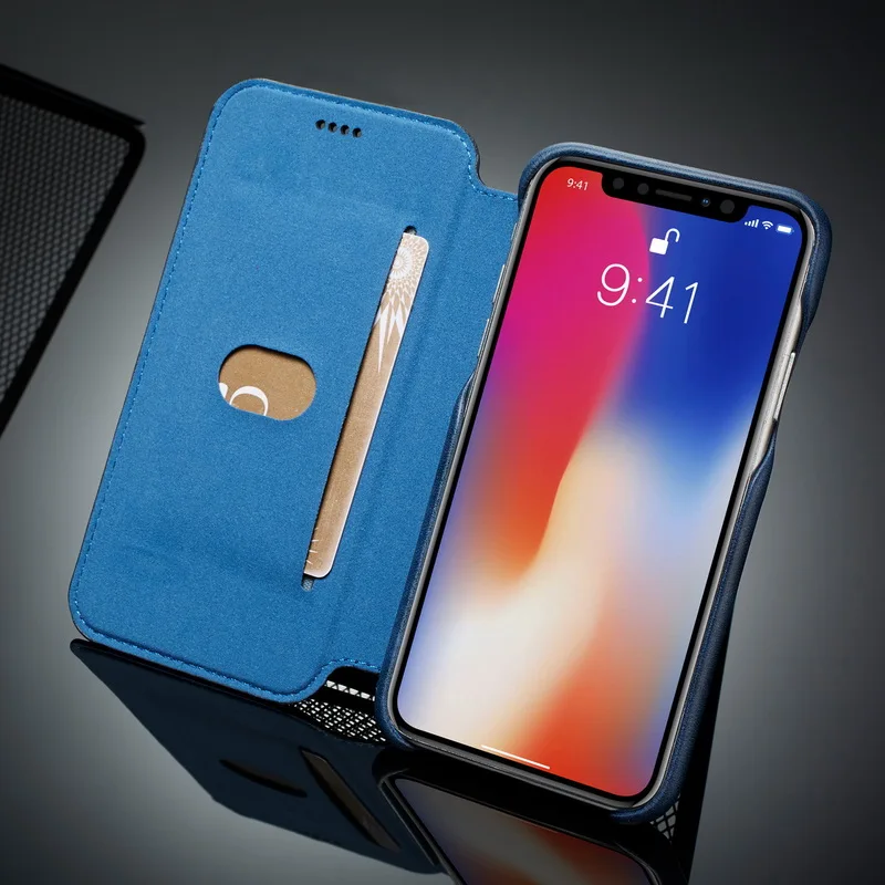 Роскошный Ультратонкий чехол-книжка из искусственной кожи для iPhone XS, XR, X, 7, 8 Plus, держатель для карт, чехол-подставка для iPhone X, XS, Max, 6, 6S Plus