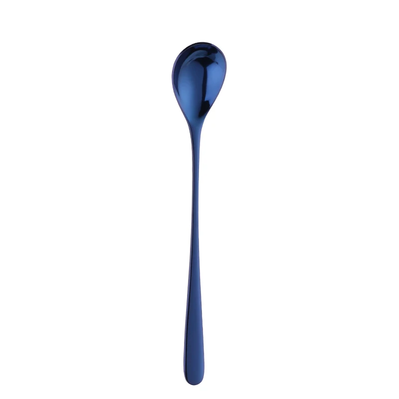 12pcs/lot Stainless Steel Coffee& Tea Spoon With Long Handle Kitchen Colourful Coffee Mixing spoons Ice Cream Dessert Spoons - Цвет: blue 12pcs