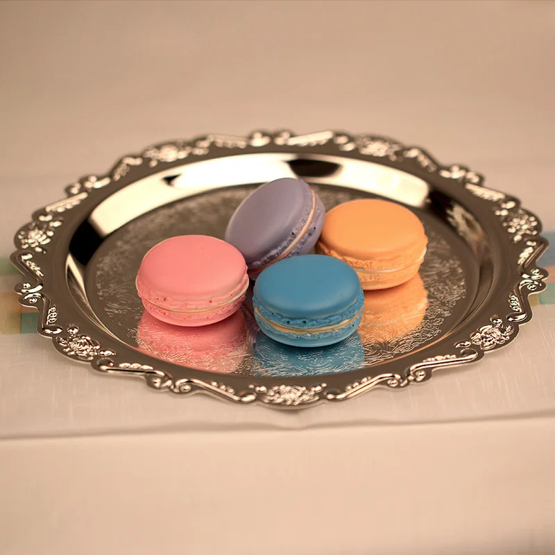 25 cm European Style relief metal plated with silver/gold mini/small dessert/cake/snack Tray dish Fruit Plate party Collection 2