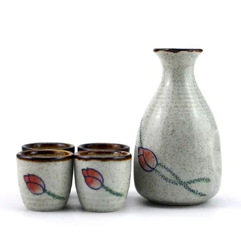 

Japanese-style Ceramic Lotus Pattern Hip Flask for Home Vintage Drinkware Wine Ware Sake Cup Spirits Pot Tieguanyin Tea Cups