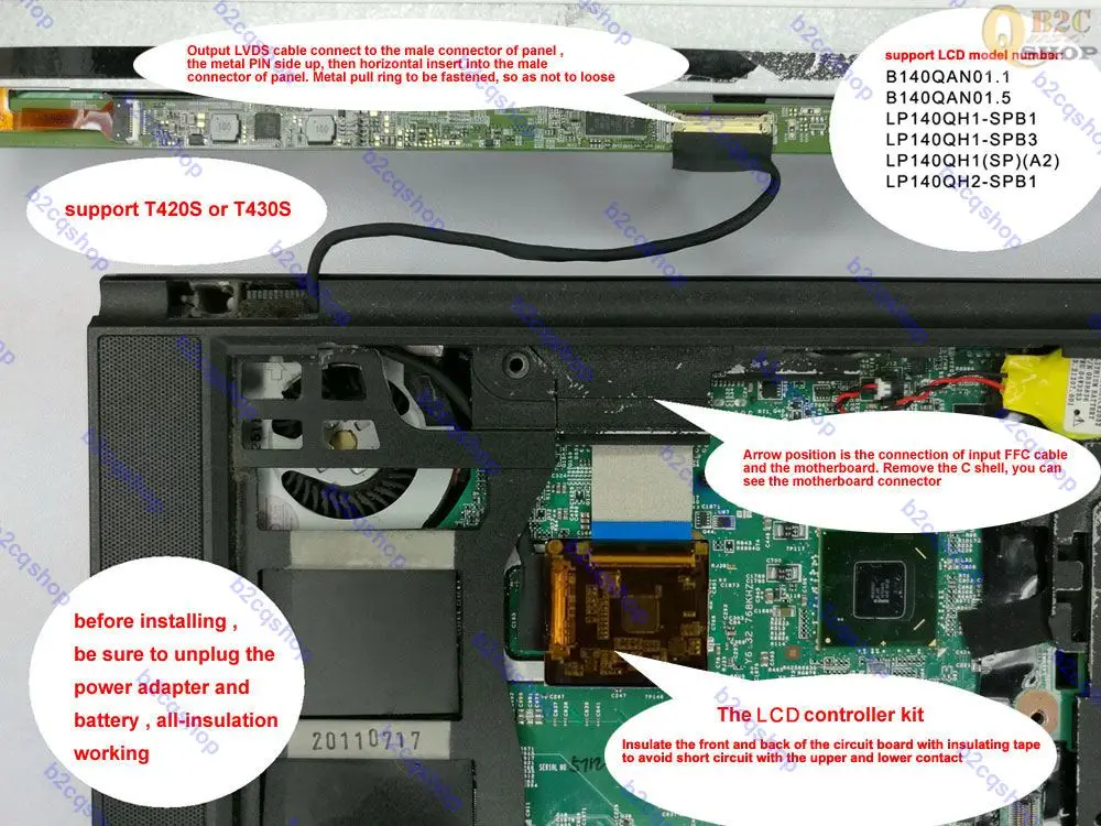 Комплект платы контроллера lcd LVDS edp кабель WQHD 2560X1440 1440 p панель IPS монитор для thinkpad T430S lenovo T420S