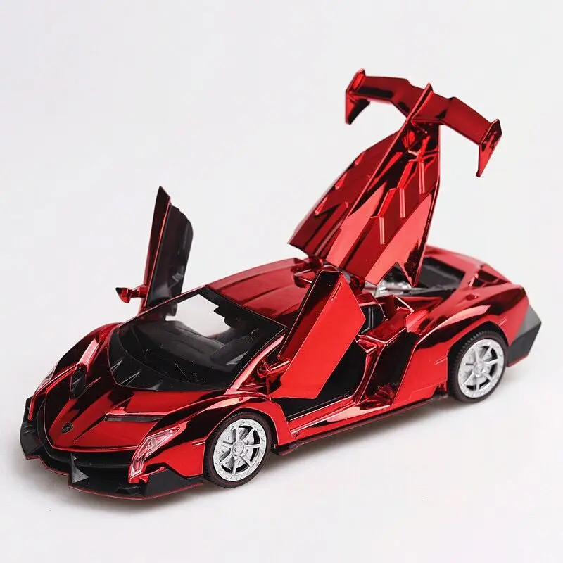 

Red Electroplating poison 1:32 model simulation Baby toy Alloy Sports Car Sound Light Pull Back Toy Car for super sport toy gift