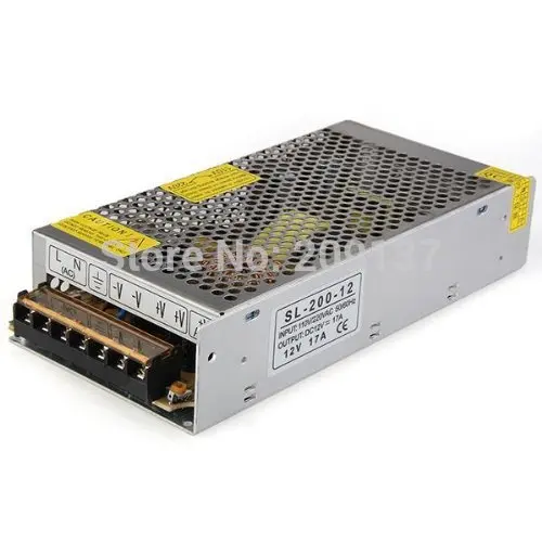 

220/110v aluminum shell led transformer 12v 200w switching ac to dc power supply for led strip lamp