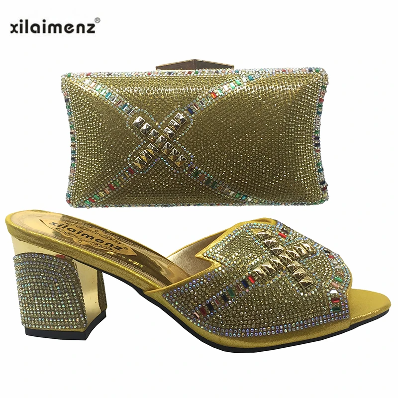 

Nigerian 2019 Yellow Color Shoes and Bag Set Concise Style Women Good Quality Shoe and Bag for Royal Wedding Party