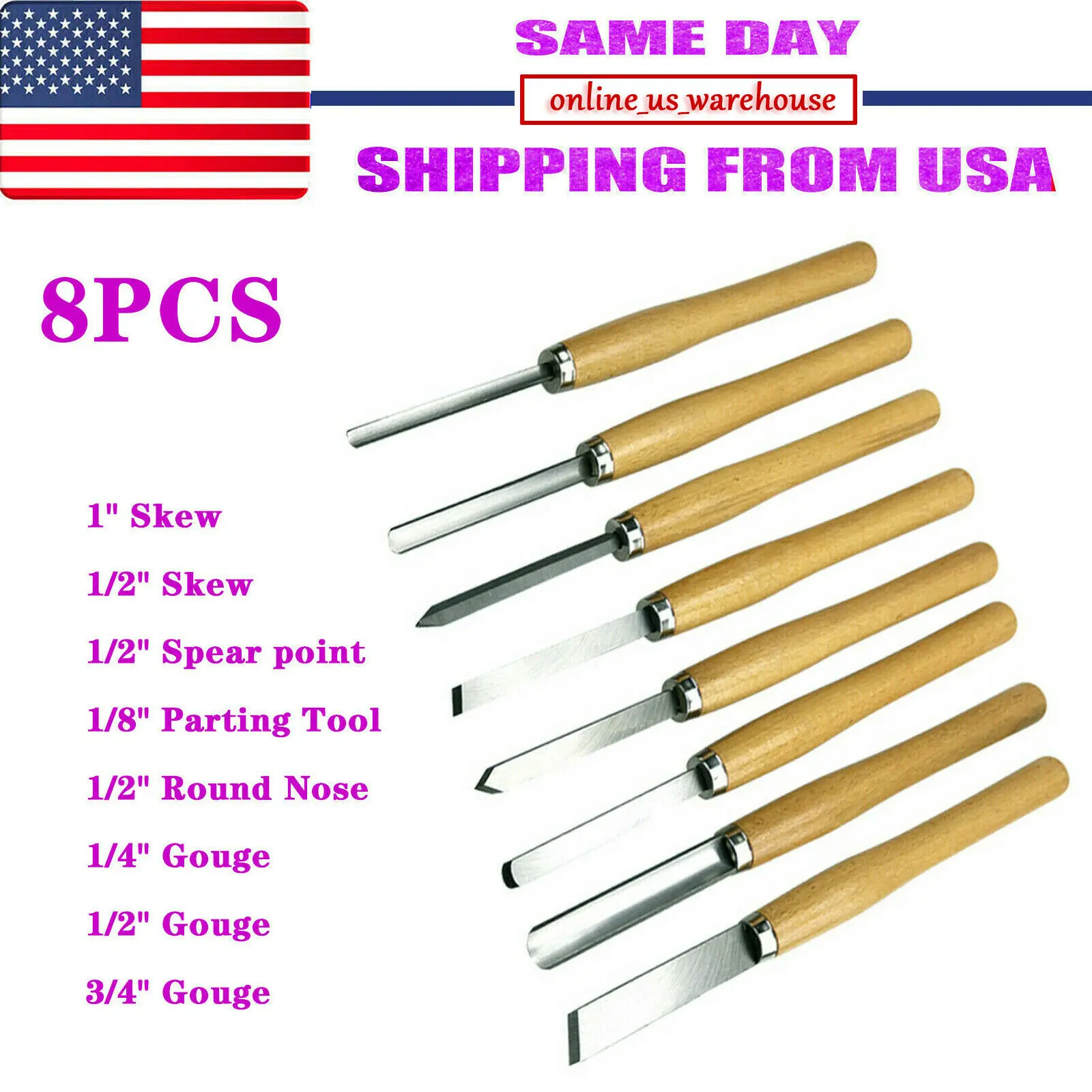 8pcs-vintage-craftsman-wood-lathe-chisel-set-turning-tools-spear