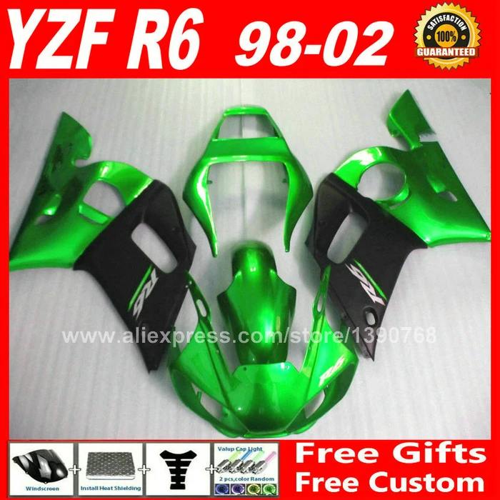 

Fairing kit for YAMAHA R6 1998 - 2002 1999 2000 2001 Metallic green body parts 98 99 00 01 02 fairings kits H6F1