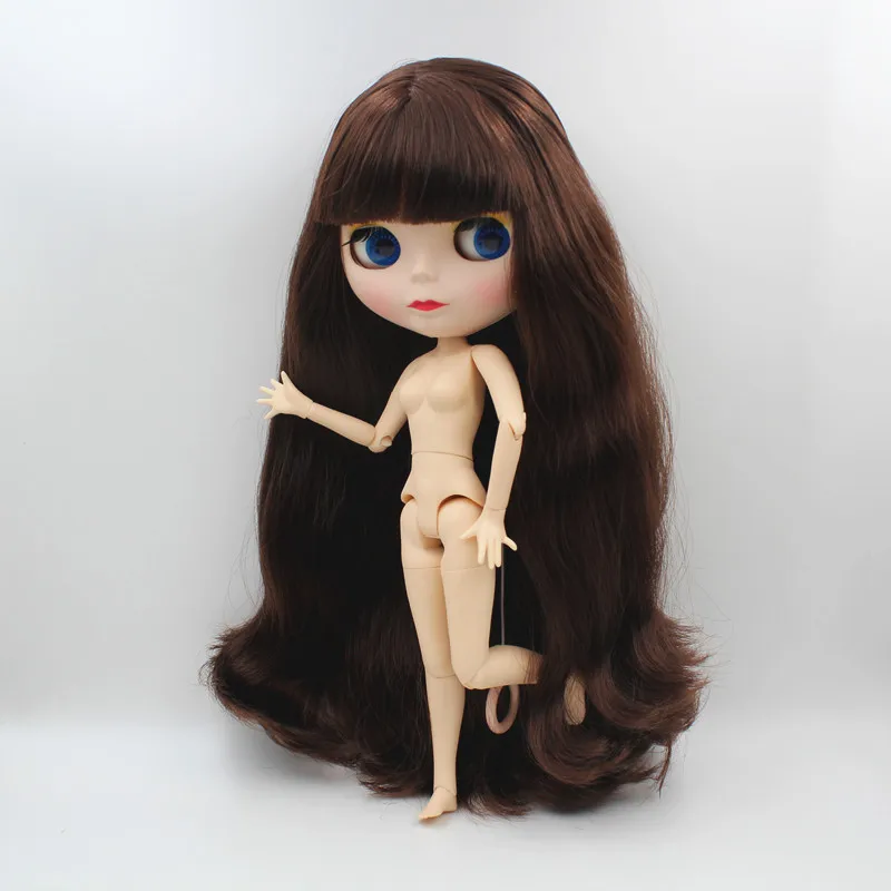 

Blyth doll,Dark brown straight hair,with bangs,frosted face,white skin,1/6 naked doll,normal body /19 joint body,can change hair