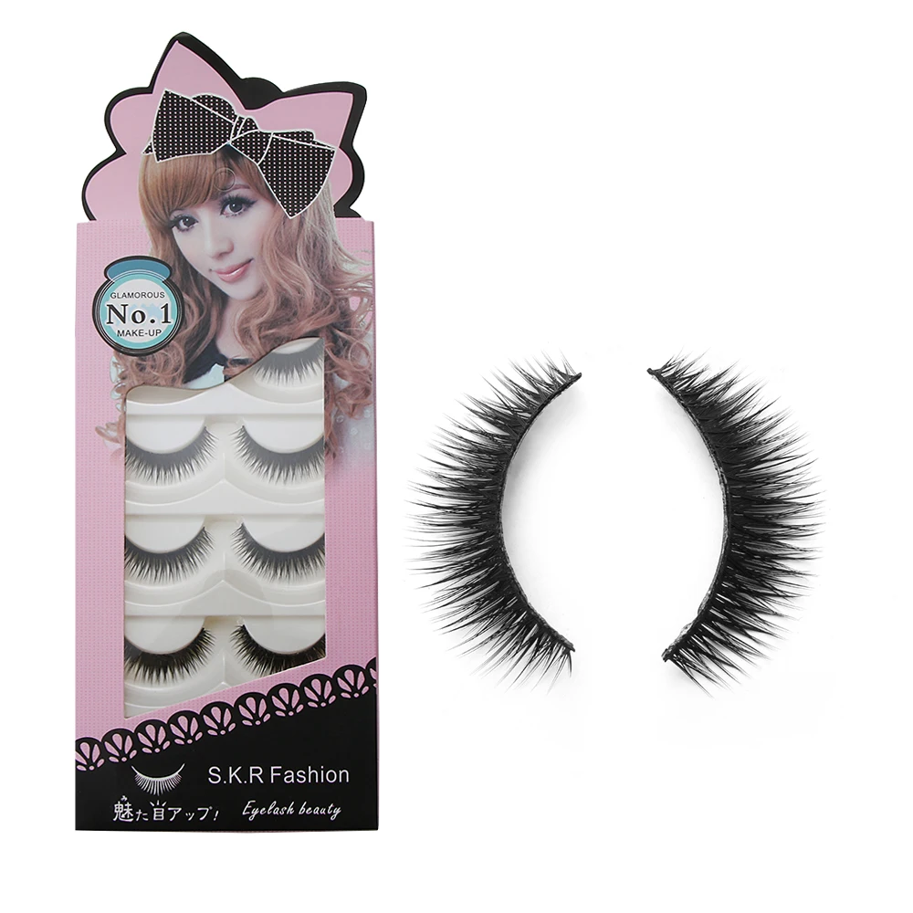 

5 Pairs/set Popular Long Makeup Thick False Eyelashes Natural Eye Lashes Cross Handmade Make up Extension Tools
