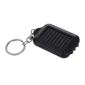 

10X Mini Solar Power Rechargeable 3LED Flashlight Keychain Light Torch Ring New