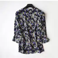 Frauen Sommer 100% Natürliche Seide Bluse Echt Seide Flare Hülse Grundlegende Hemd OL Solid print Top Shirts Silk Blusen für frauen