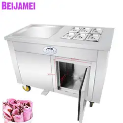 BEIJAMEI оптовая продажа коммерческий Жареный Лед квадратная сковорода машинка для роллов 110 В 220 жарки йогуртное мороженое прокатки машина 6