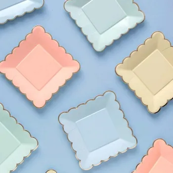 

Foil Gold Edge Disposable Paper Plates Birthday Wedding Party Supplies Decoration Cake Dish Baby Shower Favors 18082901