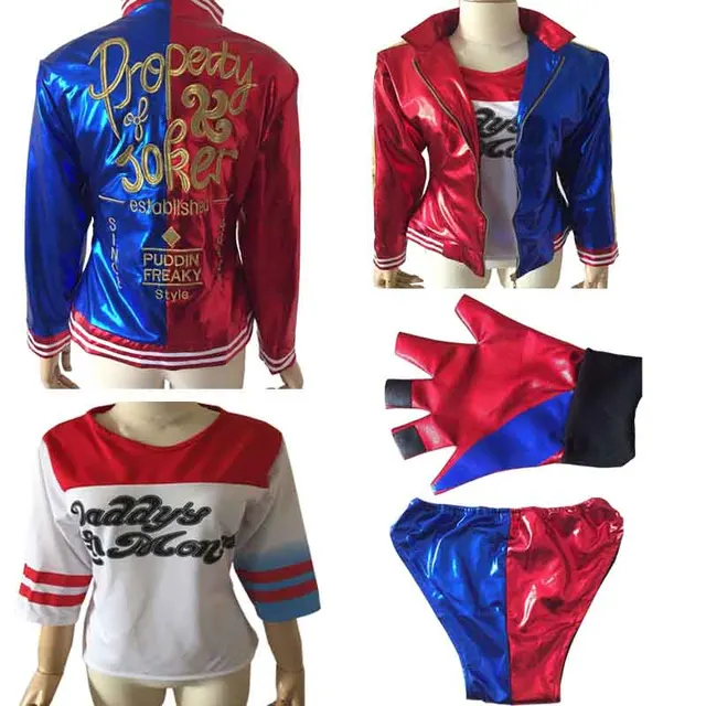 Adult Joker Suicide Squad Harley Quinn Costume Cosplay Halloween Costumes Anime Cosplay Clothing Coat Jacket Shorts Set
