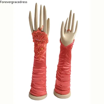

Forevergracedress Real Photo Orange White Ivory Bridal Gloves For Wedding Elbow Length Bride Cheap Accessories