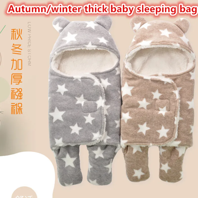 Осень/Зима толстые детские конверт для новорожденного 0-12 месяцев девочка и мальчик платье пеленать одежда младенчества