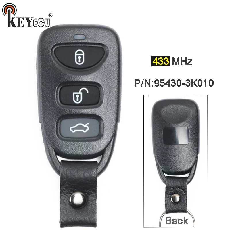 

KEYECU 433MHz P/N: 95430-3K010 Replacement 3 Button Remote Key Remote Car Key Fob for Hyundai Sonata NF