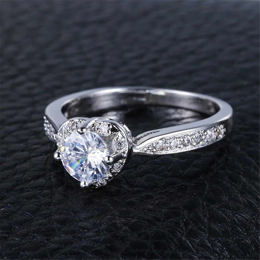 Кольца из стерлингового серебра 925 пробы для женщин, винтажные обручальные кольца 1 карат в форме сердца, обручальное кольцо, стразы, ювелирные изделия aneis bijoux DD107