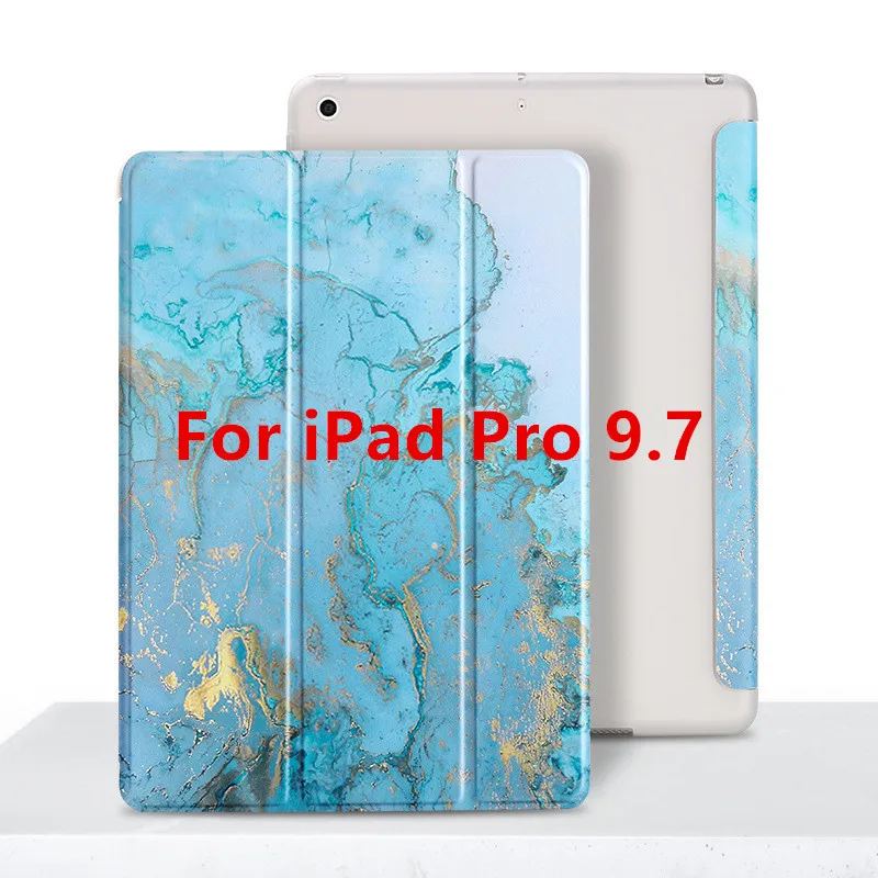 Мраморный чехол для iPad кожаный силиконовый чехол для iPad Air 2 1 Pro 10,5 Авто сон/Пробуждение Coque для Funda iPad 234 - Цвет: Blue Pro 9.7